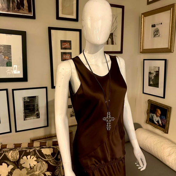 Gorgeous Salvatore Feragamo Chocolate 1990’s Sleeveless Dress..1990’s